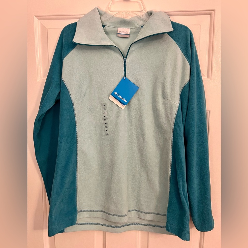 Aqua blue Columbia 1/4 zip pullover fleece top, size XL